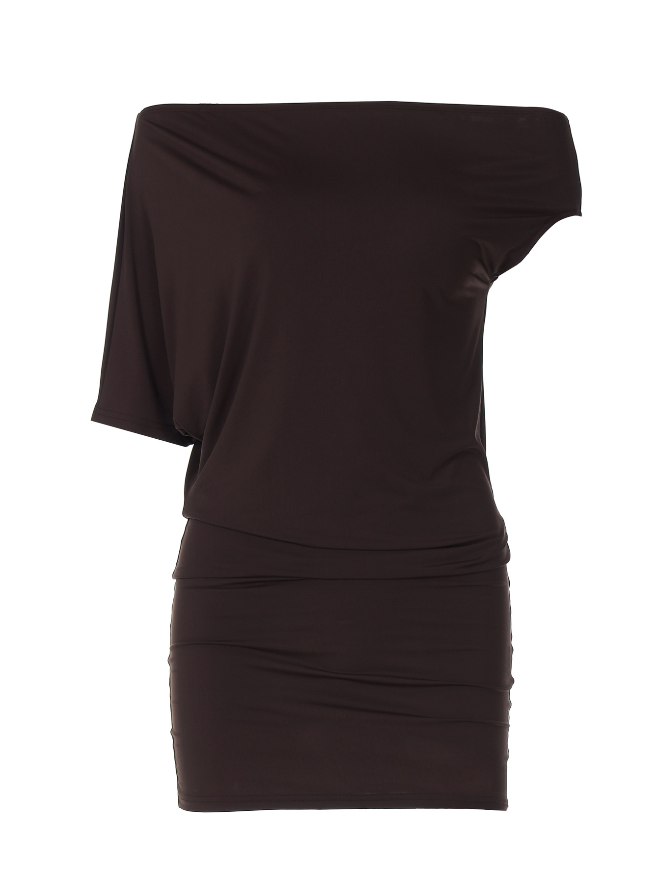 Off - the - Shoulder Irregular Sleeve Short Fitted Wrap Dress 