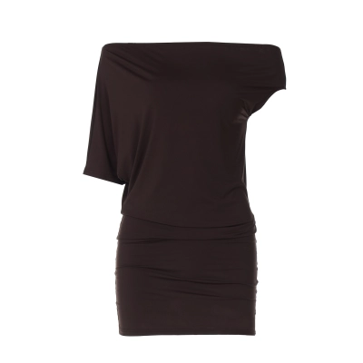 Off - the - Shoulder Irregular Sleeve Short Fitted Wrap Dress  01