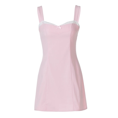 Sweet Lace - Trimmed Striped Cami Dress 01