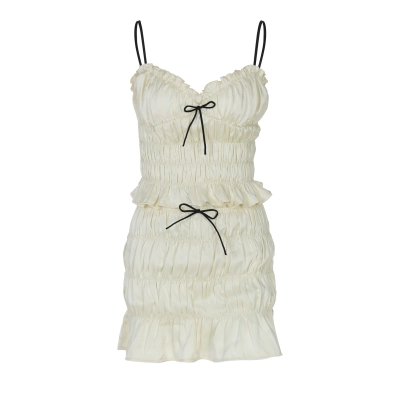 Sweet Style Chiffon Pleated Skirt Set  01