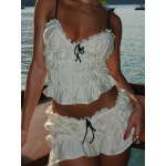 Sweet Style Chiffon Pleated Skirt Set 