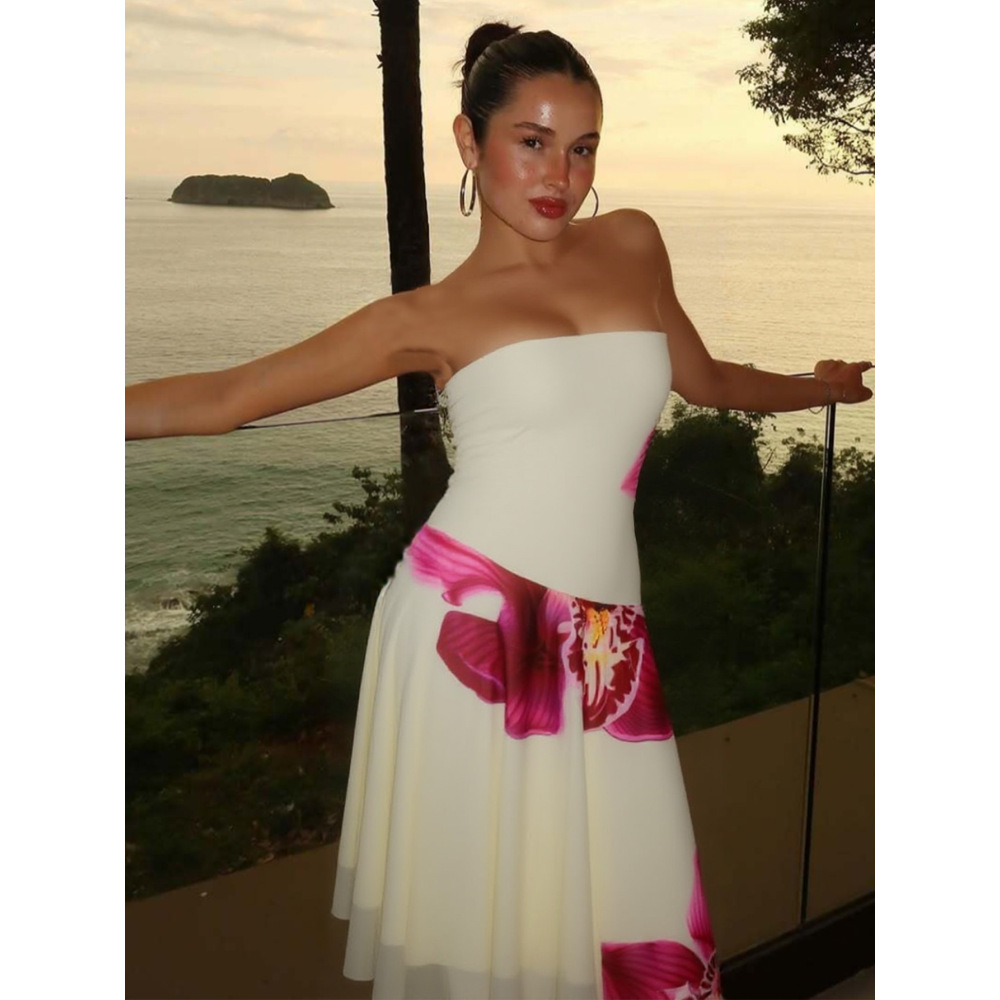 Off Shoulder Backless Tie Dye Maxi Dress