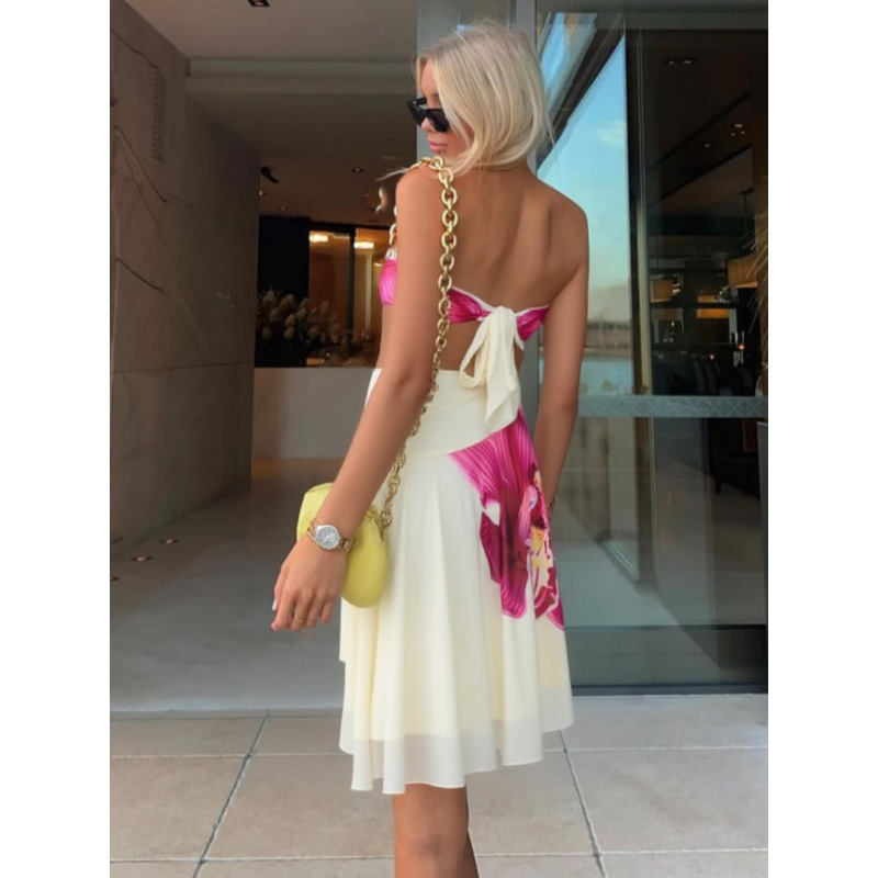 Off Shoulder Backless Tie Dye Maxi Dress