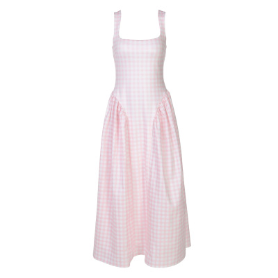 Plaid Print Waist - cinched Sexy Backless Cami Princess Dress 01
