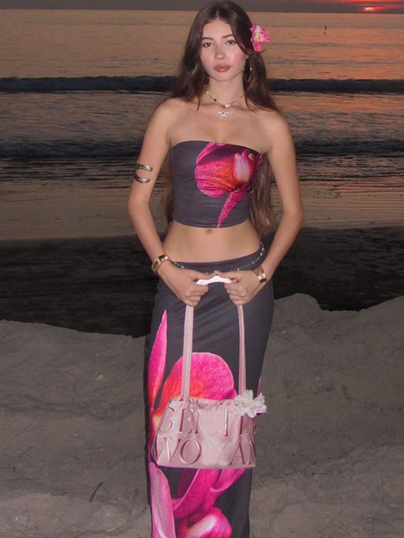 Body - hugging Bustier Sexy Long Dress Set