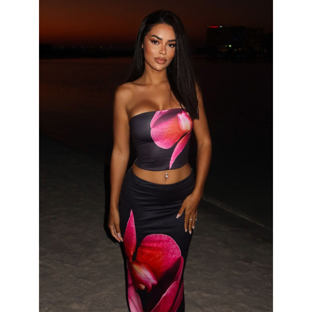 Body - hugging Bustier Sexy Long Dress Set
