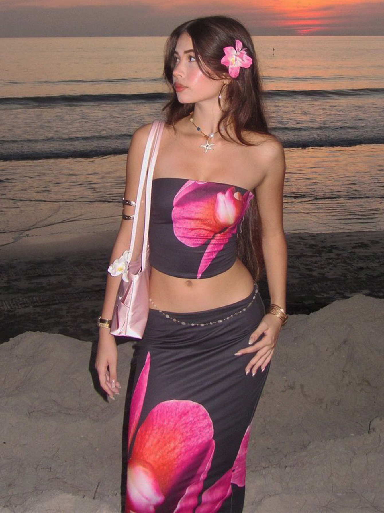 Body - hugging Bustier Sexy Long Dress Set