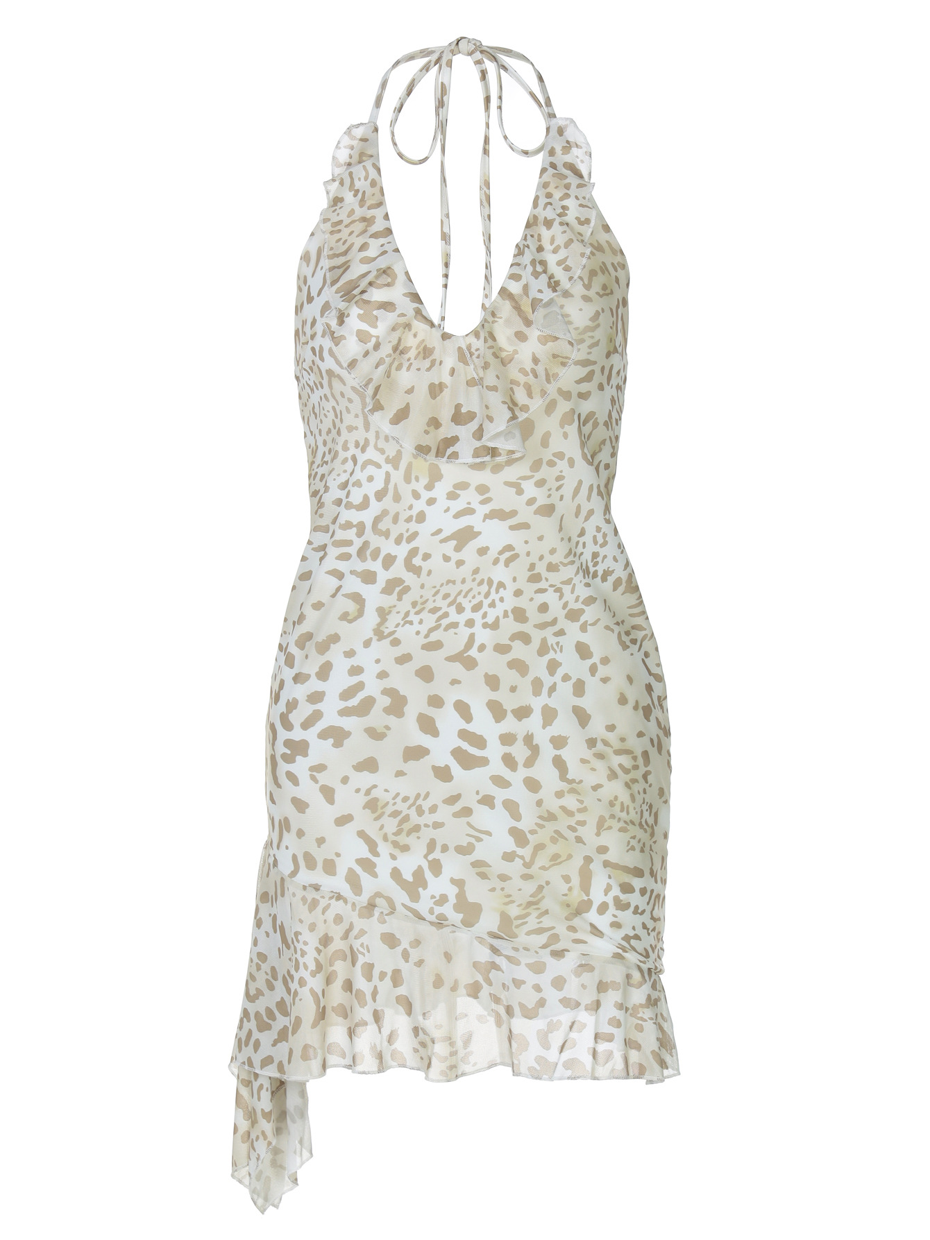 Leopard Print Sexy Deep - V Bodycon Necklace Dress