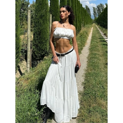 Sexy Cami Wrap Dress Versatile Resort - Style Long Dress Set 02