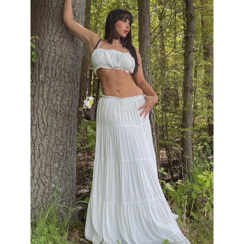 Sexy Cami Wrap Dress Versatile Resort - Style Long Dress Set