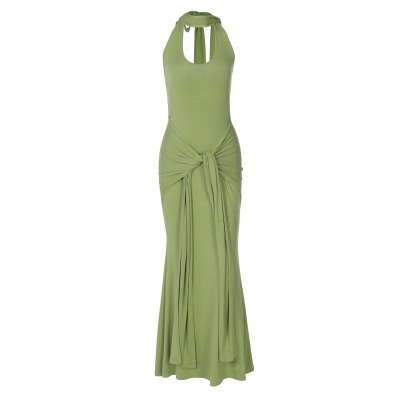 Long - Sleeveless Backless Dress with Suspender  01