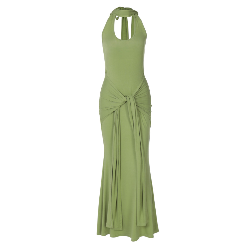 Long - Sleeveless Backless Dress with Suspender 