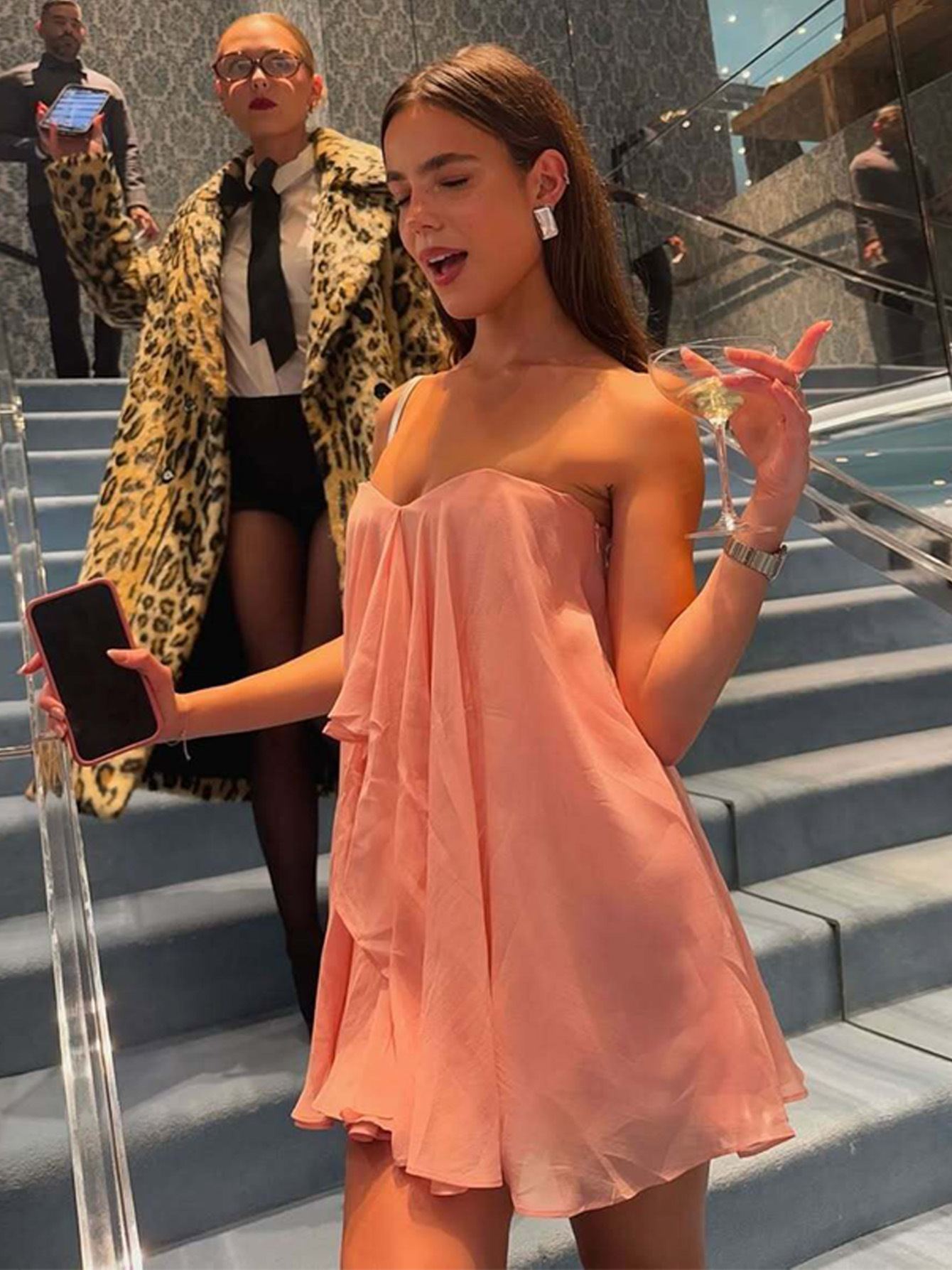 Asymmetrical Mesh Street - style Dress