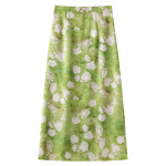 High - waisted Xiangyun Silk A - line Long Package Hip Skirt 