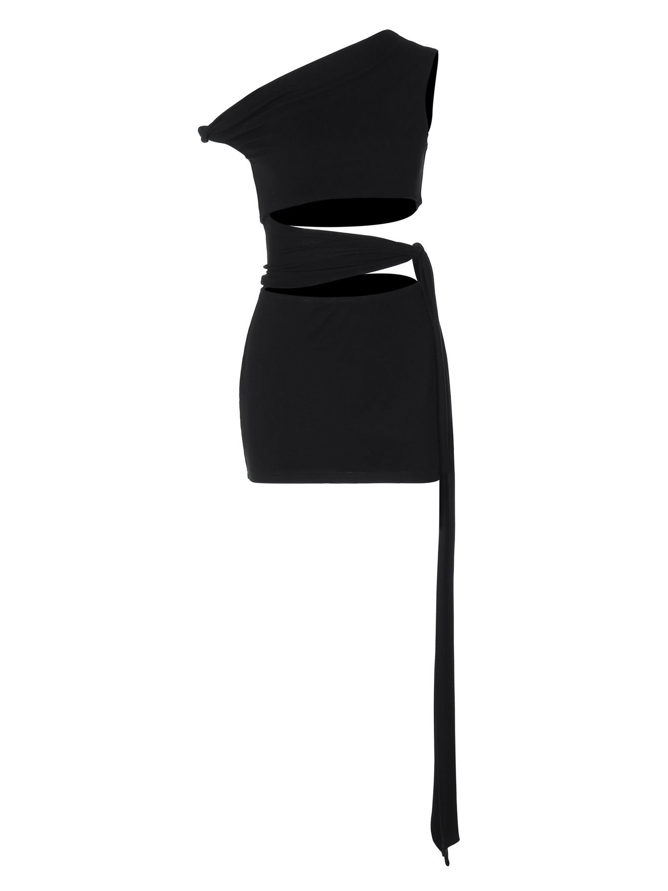 Hollow - out Cropped Lace - up Bodycon Dress