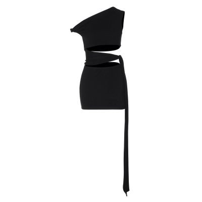 Hollow - out Cropped Lace - up Bodycon Dress 01