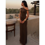 Slit - Neck Sleeveless Tie - up Solid Color Dress
