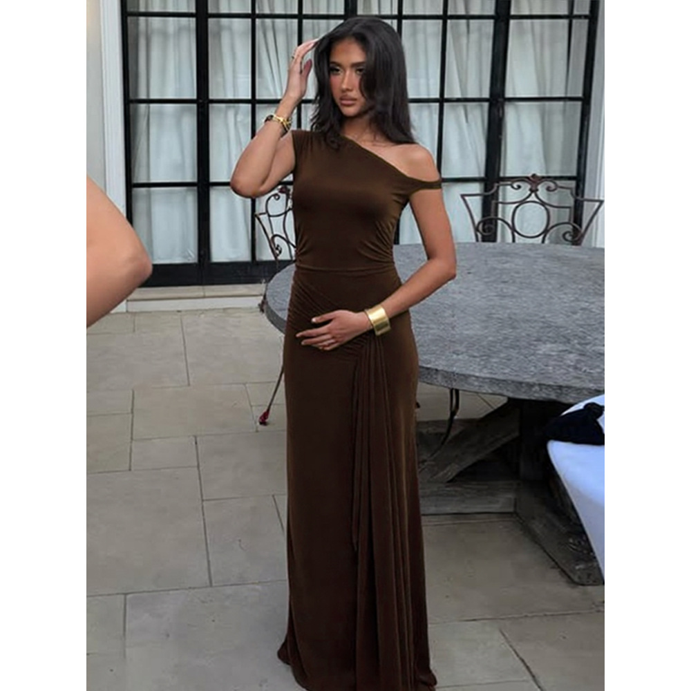 Slit - Neck Sleeveless Tie - up Solid Color Dress