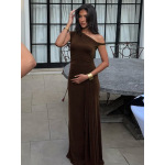 Slit - Neck Sleeveless Tie - up Solid Color Dress