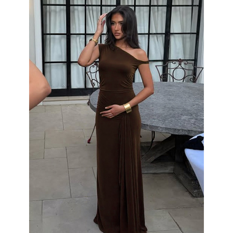 Slit - Neck Sleeveless Tie - up Solid Color Dress