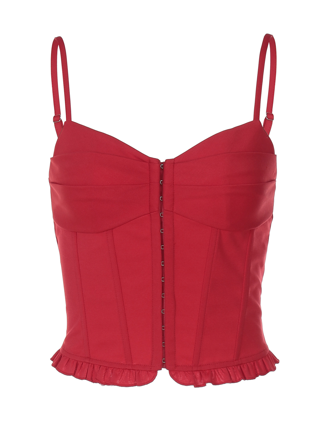 Spicy Girl's Slim - Fit Spliced Button - up Detail Ruffle Cami