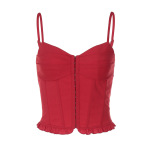 Spicy Girl's Slim - Fit Spliced Button - up Detail Ruffle Cami