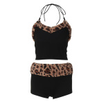 Faux - Fur Leopard Print Bodysuit Set