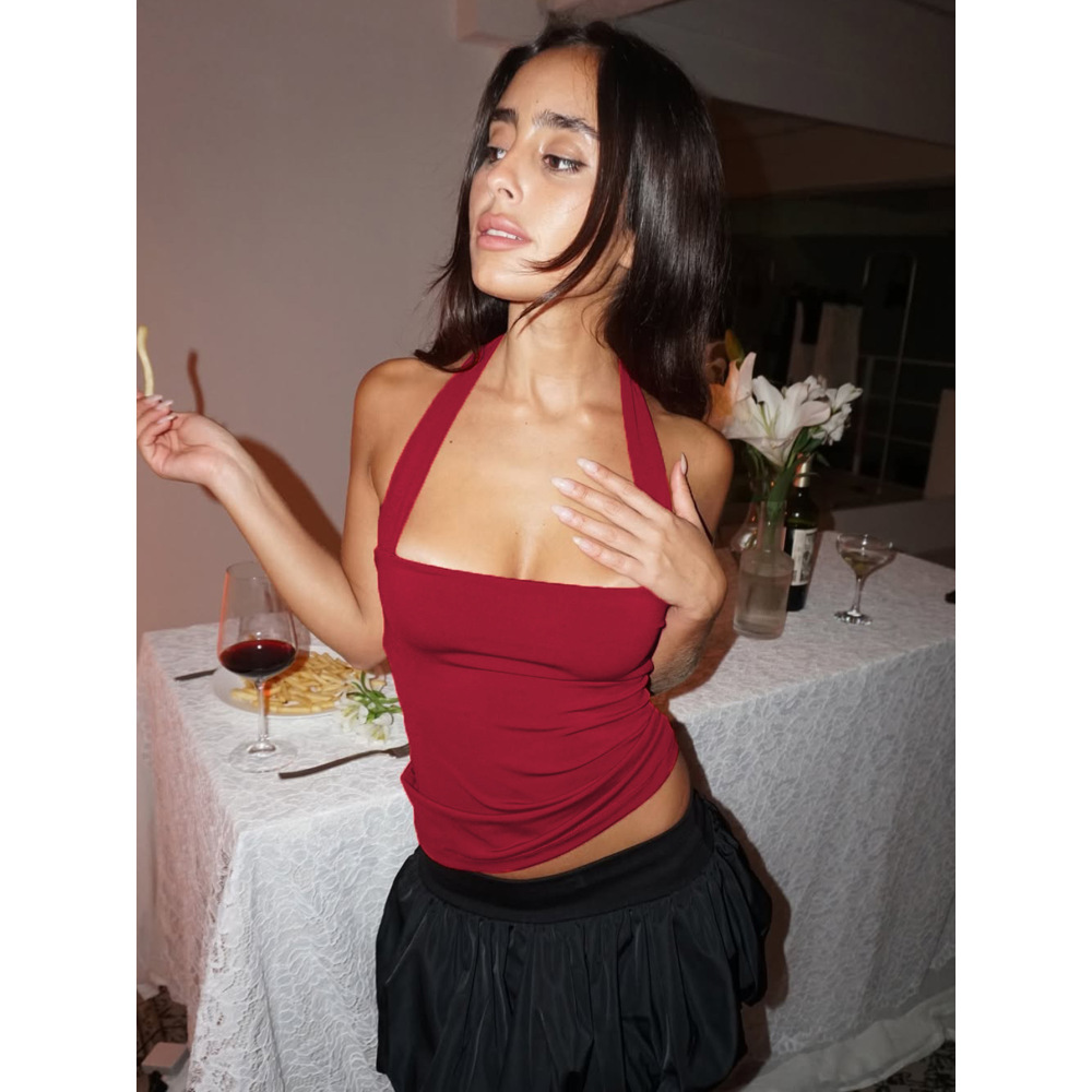 Versatile Street - style Halter Wrap - around Crop Top 