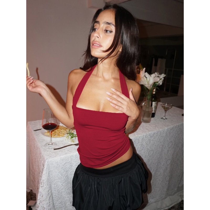 Versatile Street - style Halter Wrap - around Crop Top 