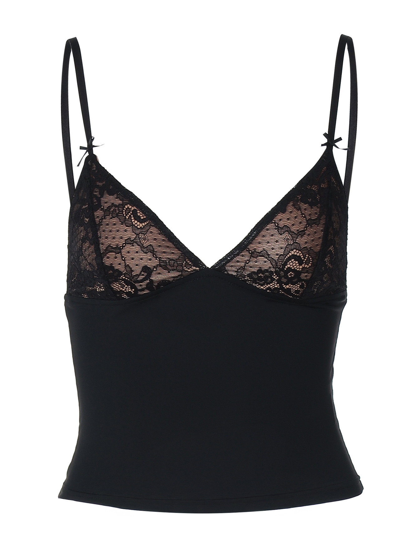 V - neck Lace Splice Crop Cami