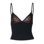 V - neck Lace Splice Crop Cami