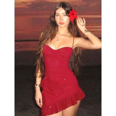 Sexy Frilly Sequin Strappy Dress  02