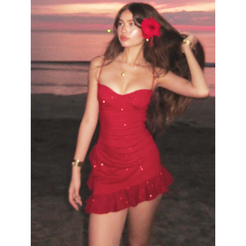 Sexy Frilly Sequin Strappy Dress 