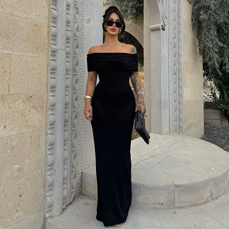 Elegant One - shoulder Backless Slim Dress