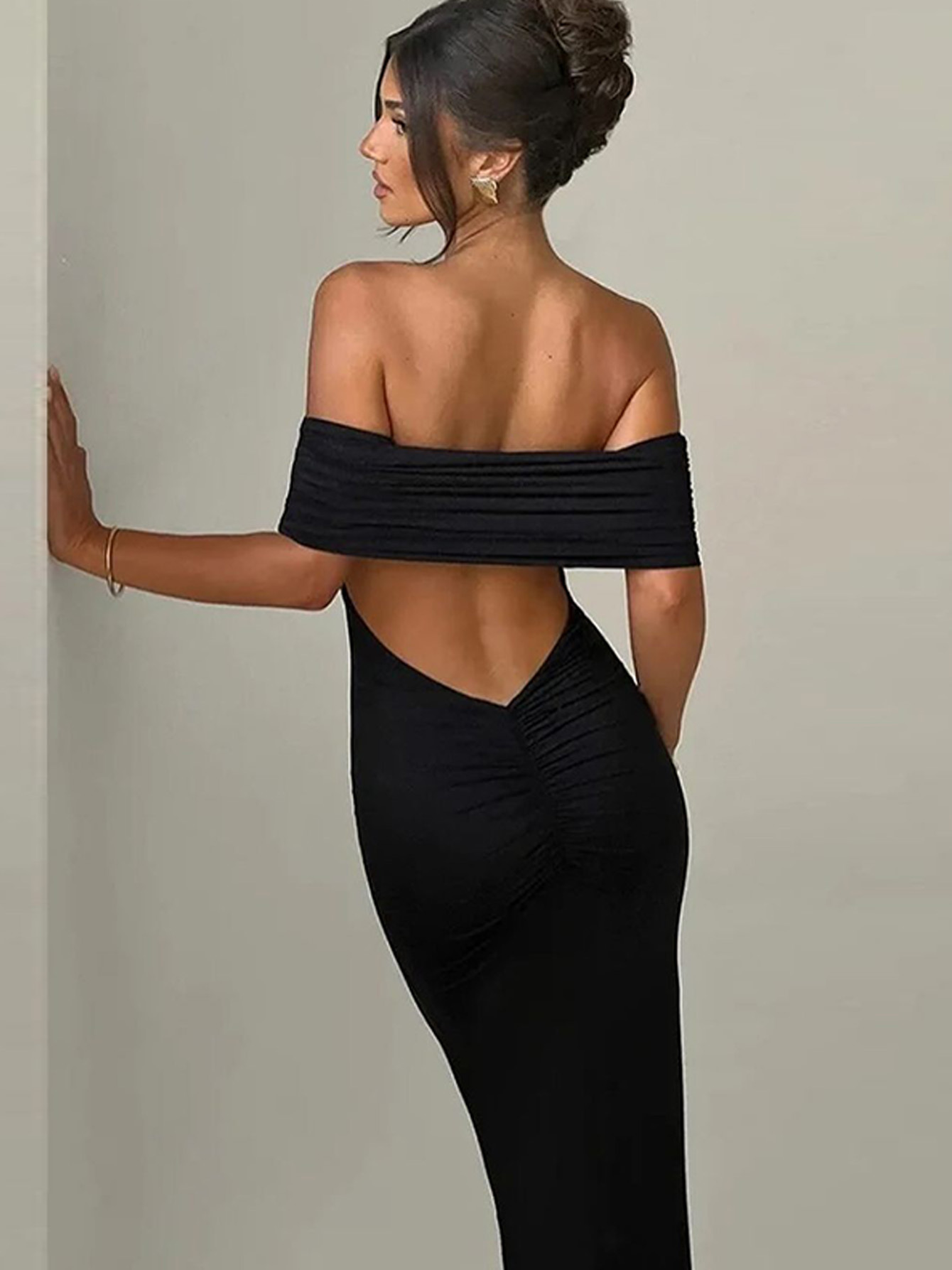 Elegant One - shoulder Backless Slim Dress