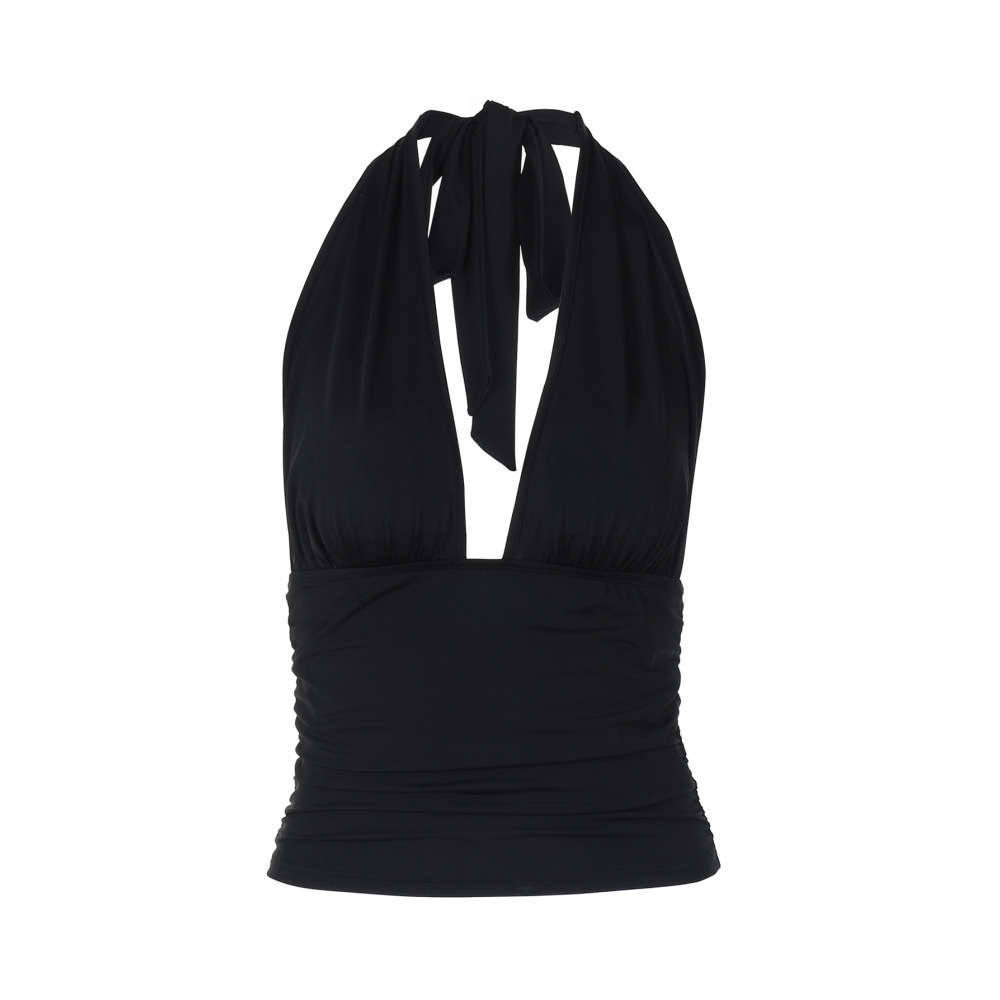 Elastic Halter V - neck Camisole with Straps 