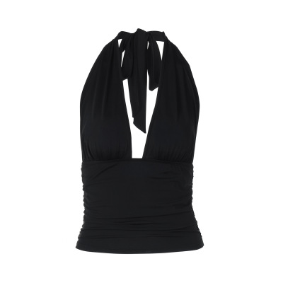Elastic Halter V - neck Camisole with Straps  01