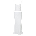 Lace - Trimmed Strapless Slim - Fit Bustier Long Dress Set