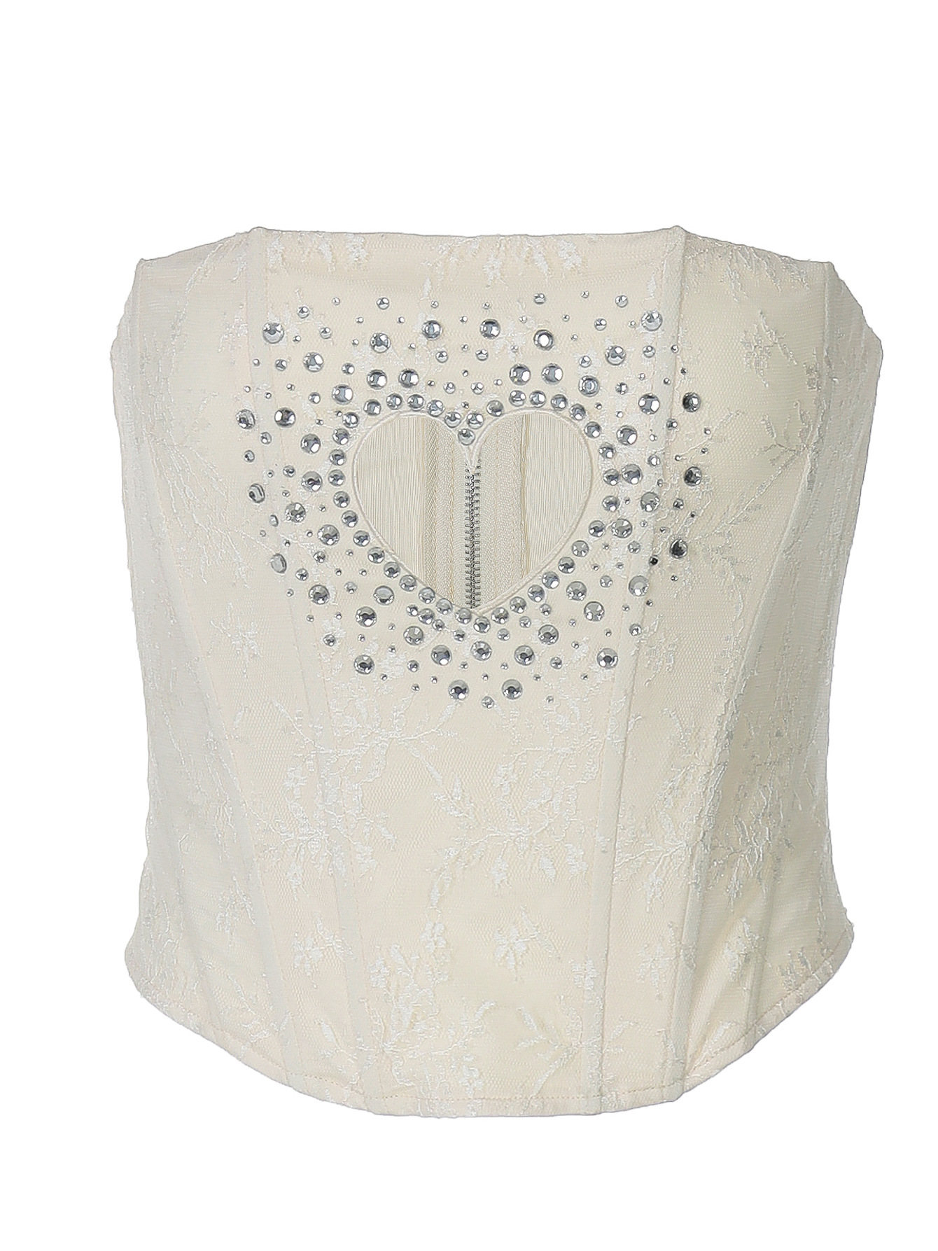 Heart - shaped Zipper Fitted Waist - cinching Boned Camisole