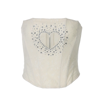 Heart - shaped Zipper Fitted Waist - cinching Boned Camisole 01