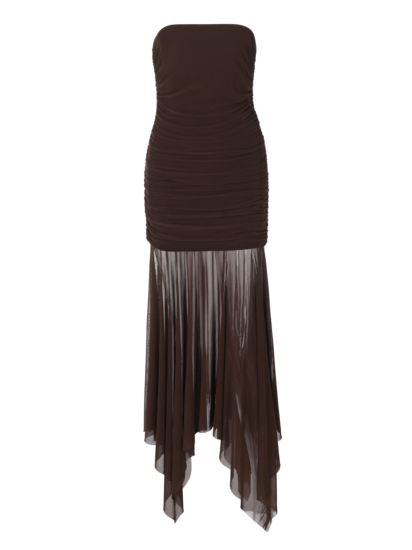 Off - the - Shoulder Sleeveless Pleated Slim - Fit Lace Long Dress 