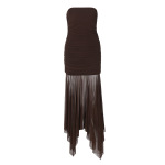 Off - the - Shoulder Sleeveless Pleated Slim - Fit Lace Long Dress 