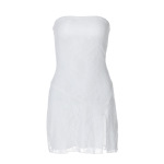 Strapless Lace - Spliced Fitted Sexy Slit Short Dress