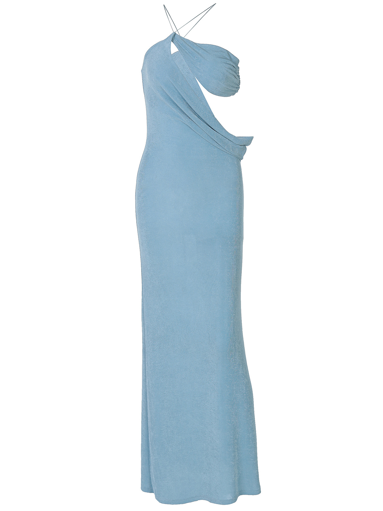 Hollow - out Oblique - neck Tie - up Elegant Fitted Dress