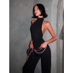 Backless Halter Top & Flared Leggings Set