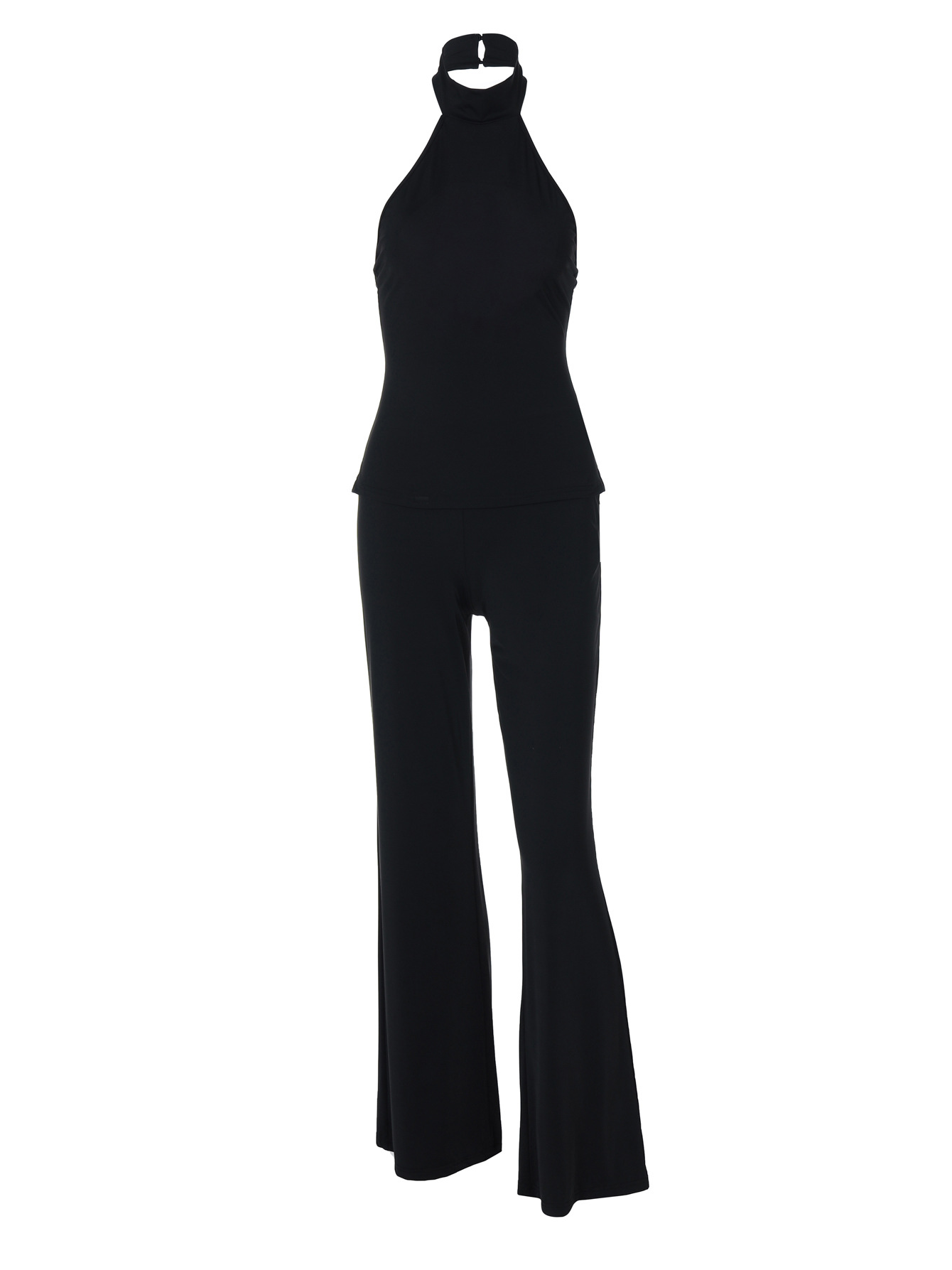 Backless Halter Top & Flared Leggings Set