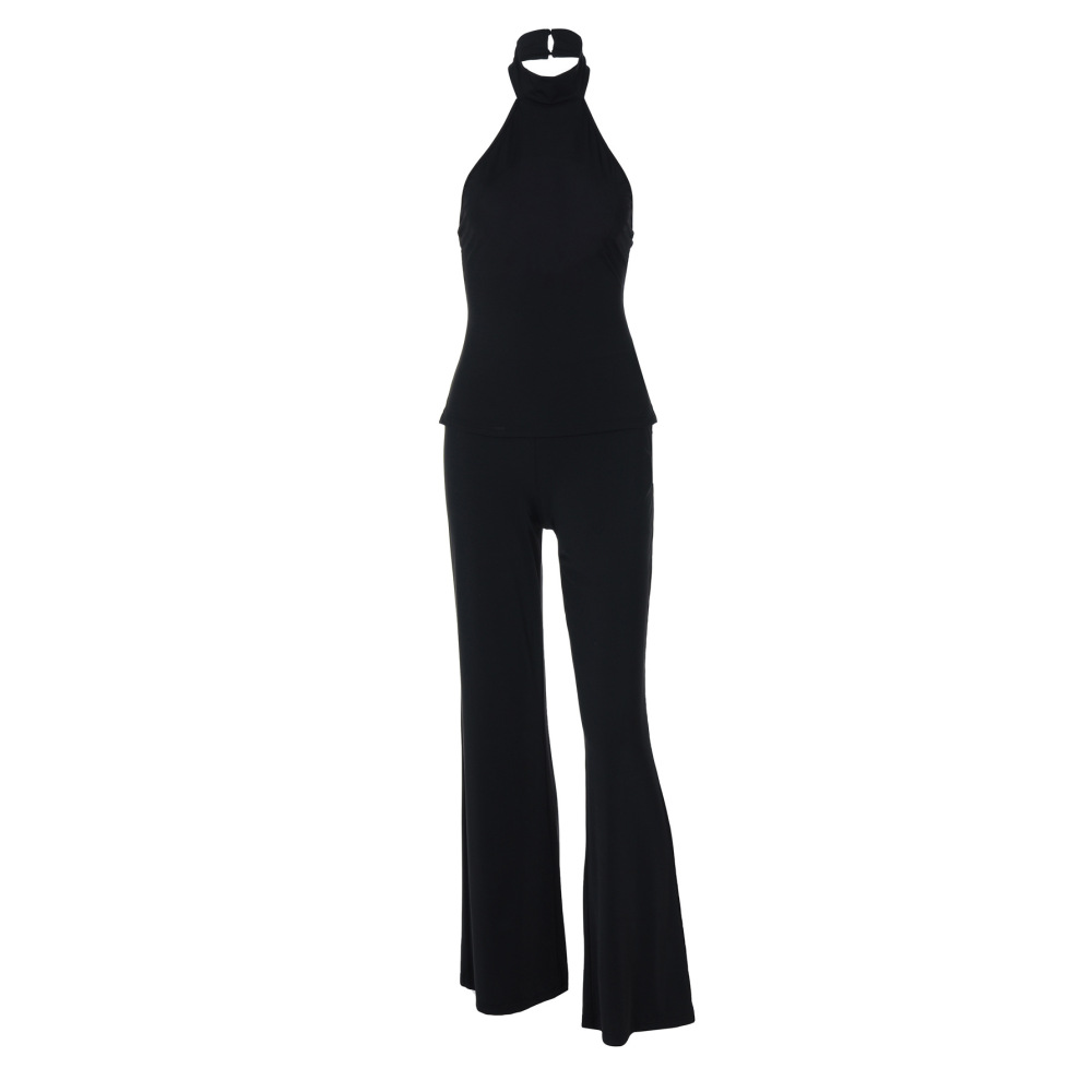 Backless Halter Top & Flared Leggings Set