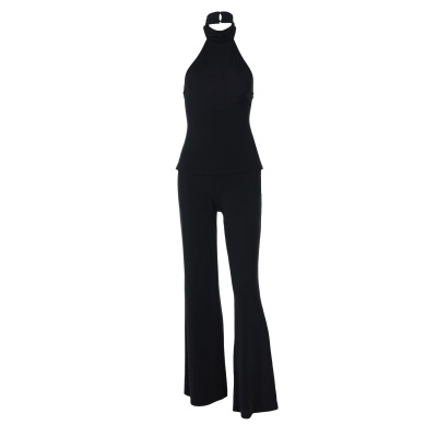 Backless Halter Top & Flared Leggings Set 01