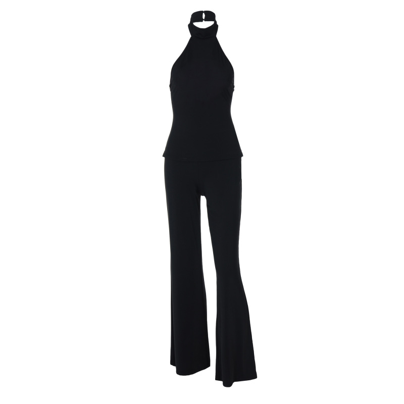 Backless Halter Top & Flared Leggings Set