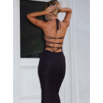 Off - The - Shoulder Bodycon Sexy Backless Tie - up Maxi Dress